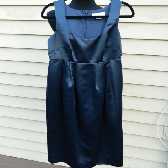 Michael Kors Midnight Blue Satin Umpire Sleeveless Dress Size 4 - Picture 2 of 9